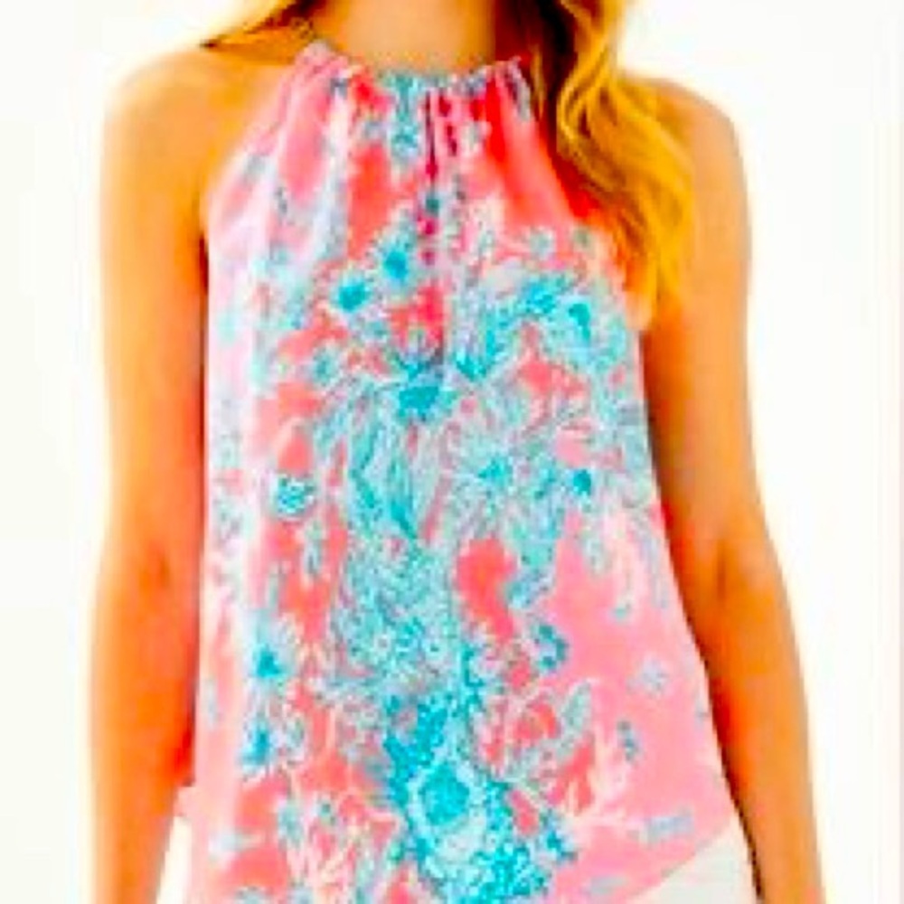BNWT LILLY PULITZER Cabana Halter Top In Coral Spritz Shelly Bay preppy pink XS